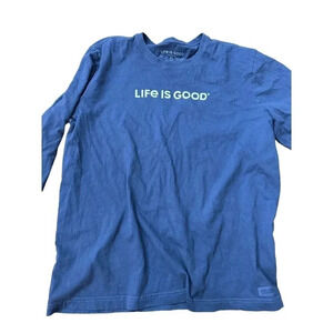 Life Is‎ Good Men's Blue Long Sleeve Crew Neck Pullover Crusher Tee Size XL